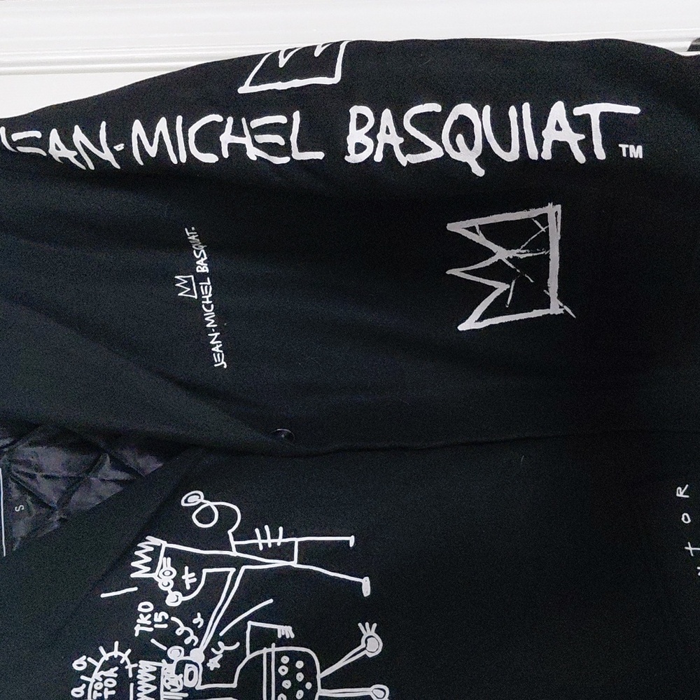 Rare Basquiat Black Wool Mid Coat With Signature And Artwork 23" Pit To Pit - Picture 7 of 16